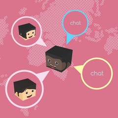 block isometric cartoon chat