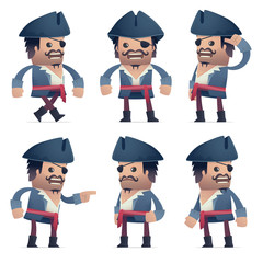 set of pirate character in different poses
