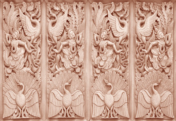 Fototapeta na wymiar Wood carving Buddhist