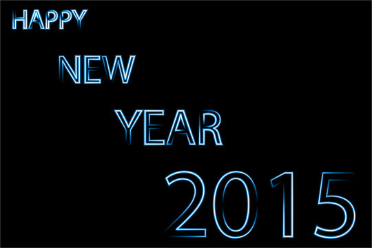 Happy new year 2015 blue neon