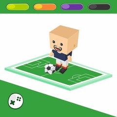 soccer block isometric cartoon character