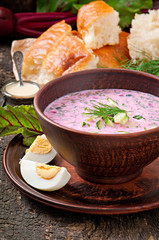 Cold soup with beetroot and yogurt