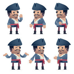 set of pirate character in different poses