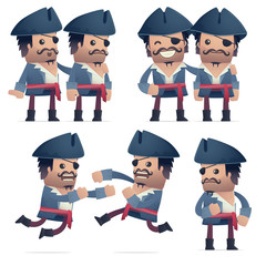 set of pirate character in different poses