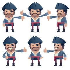 set of pirate character in different poses