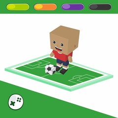 Fototapeta premium soccer block isometric cartoon character