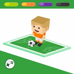 Fototapeta premium soccer block isometric cartoon character