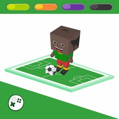 Fototapeta premium soccer block isometric cartoon character