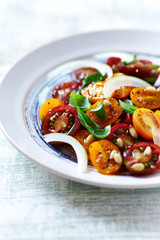 Colorful Cherry Tomato Salad wth Pine Nuts and Herbs