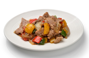 fried pork with chili. thailand food