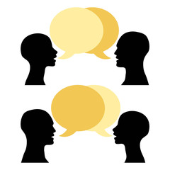 silhouette men women talking