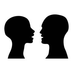 silhouette men women talking