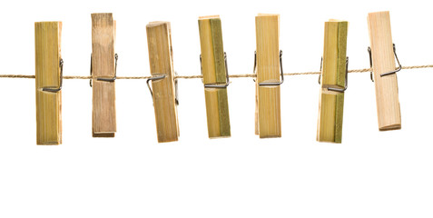 Clothespins on a white background