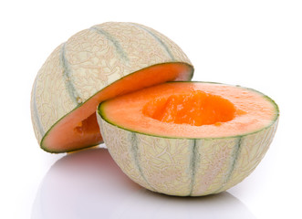 Melon cut in half