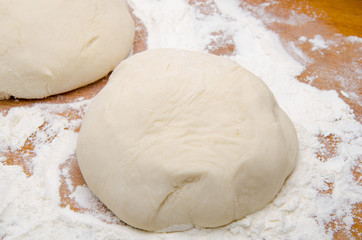 Balls of pizza dough