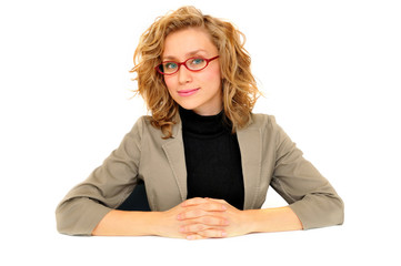 Businesswoman showing mobile phone