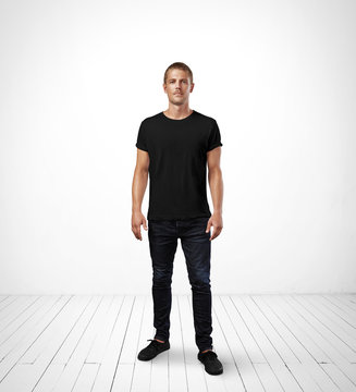 Man wearing black t-shirt