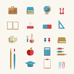 Education and School Supplies icon set