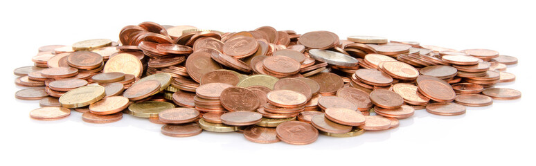 Growth concept with a green small plant planted in coins