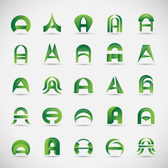 Letter Icons Set - Isolated On Gray Background