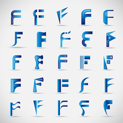 Letter Icons Set - Isolated On Gray Background