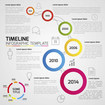 Light infographic timeline template with circles
