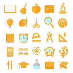 Set of school icons orange - 68031983