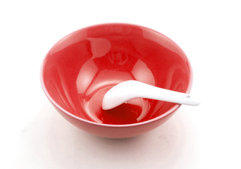red bowl, isolated on white