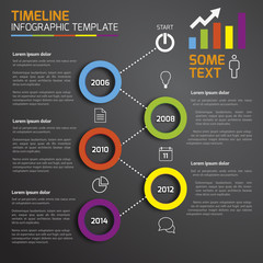 Dark infographic timeline template with circles