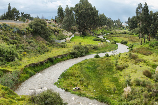 Windy river Cutuchi on their way through Latacunga