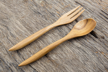Wooden spoon on wooden table