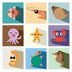 marine life icon set vector illustration eps10