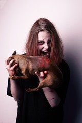 Girl possessed by a demon sacrificed dog