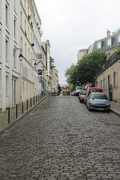 Cobblestone street, Montmartre, Paris, France
