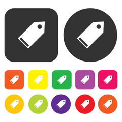 Price tag icon. eCommerce symbol. Round and rectangle colourful
