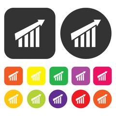 Improvement icon. Accounting symbol. Round and rectangle colourf