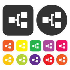 Fototapeta premium Organization chart icon. Accounting symbol. Round and rectangle