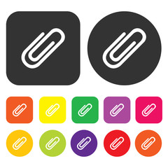 Clip icon. Accounting symbol. Round and rectangle colourful 12 b