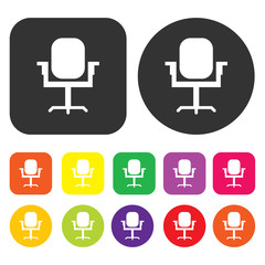 Chair icon. Accounting symbol. Round and rectangle colourful 12