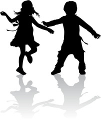 Fototapeta na wymiar children silhouettes