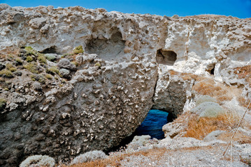 Caves and rock formations by the sea at Kleftiko area on Milos i