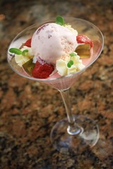 strawberry mouse with icecream dessert