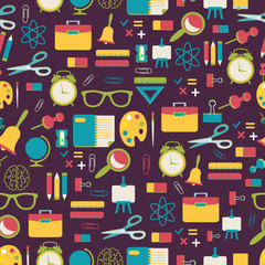 School pattern with colorful icons