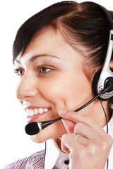 Beautiful business woman with headset.