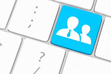 Social media concept on keyboard background