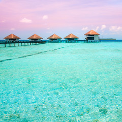 Over water bungalows with steps