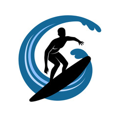 surfer on waves an illustration on a white background