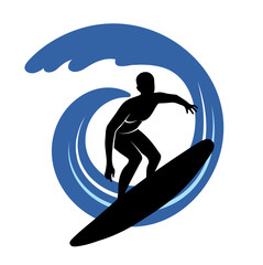 surfer on waves an illustration on a white background