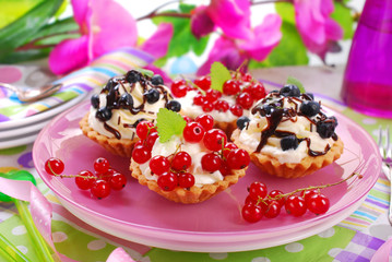mini tartlets with whipped cream and fresh fruits