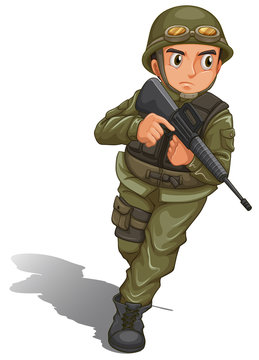 A brave soldier fighting